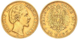 10 Mark 巴伐利亞王國 (1806 - 1918) 金 路德维希二世 (巴伐利亚)