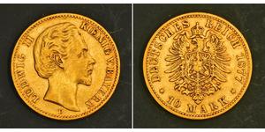 10 Mark 巴伐利亞王國 (1806 - 1918) 金 路德维希二世 (巴伐利亚)