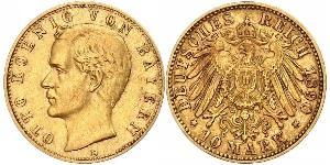 10 Mark 巴伐利亞王國 (1806 - 1918) 金 奥托 (巴伐利亚国王)