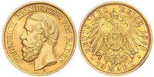 10 Mark 巴登大公國 (1806 - 1918) 金 弗里德里希一世 (巴登)