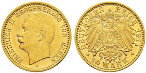 10 Mark 巴登大公國 (1806 - 1918) 金 弗里德里希二世 (巴登)