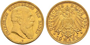 10 Mark 巴登大公國 (1806 - 1918) 金 弗里德里希一世 (巴登)