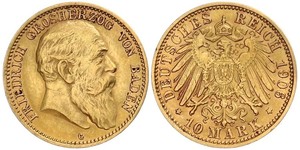 10 Mark 巴登大公國 (1806 - 1918) 金 弗里德里希一世 (巴登)