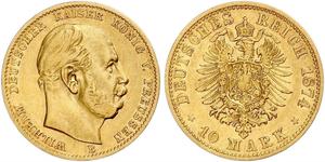 10 Mark 普魯士王國 (1701 - 1918) 金 威廉一世 (德国)