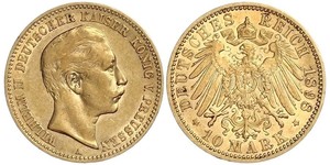 10 Mark 普魯士王國 (1701 - 1918) 金 威廉二世 (德国)