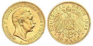 10 Mark 普魯士王國 (1701 - 1918) 金 威廉二世 (德国)
