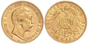 10 Mark 普魯士王國 (1701 - 1918) 金 威廉二世 (德国)