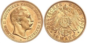 10 Mark 普魯士王國 (1701 - 1918) 金 威廉二世 (德国)