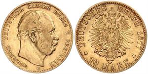 10 Mark 普魯士王國 (1701 - 1918) 金 威廉一世 (德国)