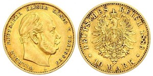 10 Mark 普魯士王國 (1701 - 1918) 金 威廉一世 (德国)