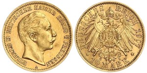 10 Mark 普魯士王國 (1701 - 1918) 金 威廉二世 (德国)