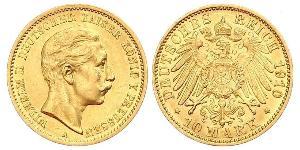 10 Mark 普魯士王國 (1701 - 1918) 金 威廉二世 (德国)