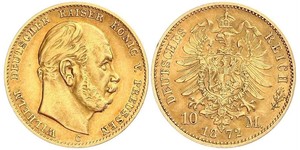10 Mark 普魯士王國 (1701 - 1918) 金 威廉一世 (德国)