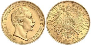 10 Mark 普魯士王國 (1701 - 1918) 金 威廉二世 (德国)