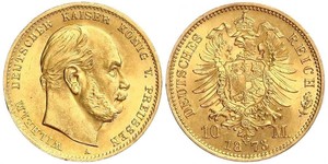 10 Mark 普魯士王國 (1701 - 1918) 金 威廉一世 (德国)