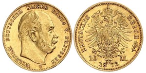 10 Mark 普魯士王國 (1701 - 1918) 金 威廉一世 (德国)
