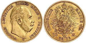 10 Mark 普魯士王國 (1701 - 1918) 金 威廉一世 (德国)