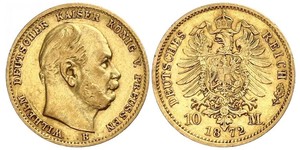 10 Mark 普魯士王國 (1701 - 1918) 金 威廉一世 (德国)