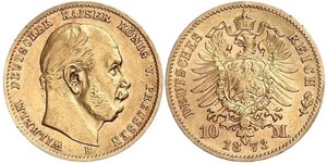 10 Mark 普魯士王國 (1701 - 1918) 金 威廉一世 (德国)