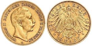 10 Mark 普魯士王國 (1701 - 1918) 金 威廉二世 (德国)