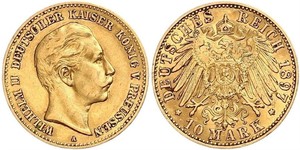 10 Mark 普魯士王國 (1701 - 1918) 金 威廉二世 (德国)