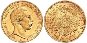 10 Mark 普魯士王國 (1701 - 1918) 金 威廉二世 (德国)