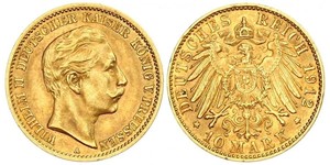 10 Mark 普魯士王國 (1701 - 1918) 金 威廉二世 (德国)