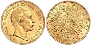 10 Mark 普魯士王國 (1701 - 1918) 金 威廉二世 (德国)