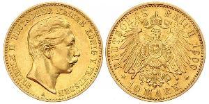 10 Mark 普魯士王國 (1701 - 1918) 金 威廉二世 (德国)