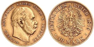 10 Mark 普魯士王國 (1701 - 1918) 金 威廉一世 (德国)