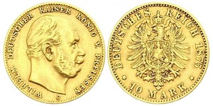 10 Mark 普魯士王國 (1701 - 1918) 金 威廉一世 (德国)