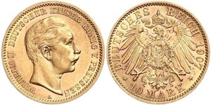 10 Mark 普魯士王國 (1701 - 1918) 金 威廉二世 (德国)