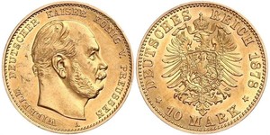 10 Mark 普魯士王國 (1701 - 1918) 金 威廉一世 (德国)