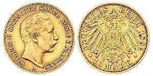 10 Mark 普魯士王國 (1701 - 1918) 金 威廉二世 (德国)