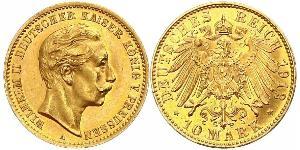 10 Mark 普魯士王國 (1701 - 1918) 金 威廉二世 (德国)