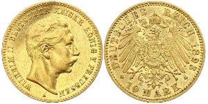 10 Mark 普魯士王國 (1701 - 1918) 金 威廉二世 (德国)