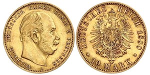 10 Mark 普魯士王國 (1701 - 1918) 金 威廉一世 (德国)