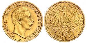 10 Mark 普魯士王國 (1701 - 1918) 金 威廉二世 (德国)