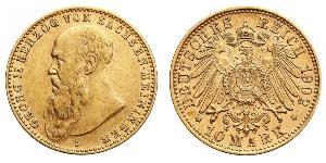 10 Mark 萨克森-迈宁根 (1680 - 1918) 金 Georg II, Duke of Saxe-Meiningen