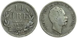 10 Ore Suecia Plata Óscar I de Suecia (1799-1859)