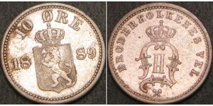 10 Ore Norwegen Silber 