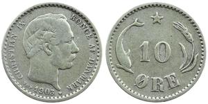 10 Ore Danemark  Christian IX de Danemark (1818-1906)