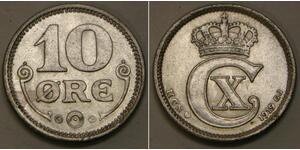 10 Ore Danemark  Christian X de Danemark (1870 - 1947)