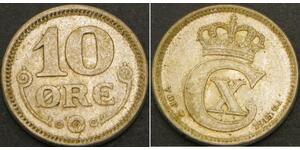 10 Ore Danemark  Christian X de Danemark (1870 - 1947)