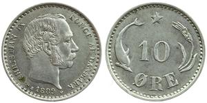 10 Ore Danimarca  Cristiano IX di Danimarca (1818-1906)
