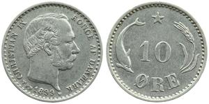 10 Ore Danimarca  Cristiano IX di Danimarca (1818-1906)
