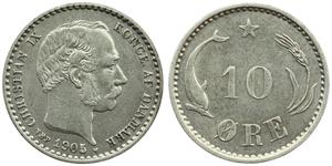 10 Ore Danimarca  Cristiano IX di Danimarca (1818-1906)