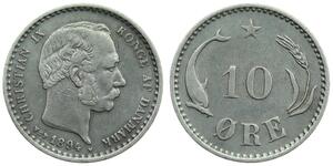 10 Ore Danimarca  Cristiano IX di Danimarca (1818-1906)
