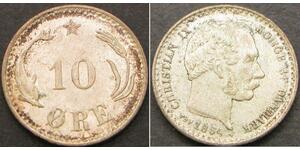 10 Ore Danimarca  Cristiano IX di Danimarca (1818-1906)