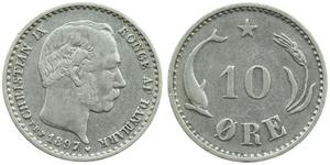 10 Ore Danimarca  Cristiano IX di Danimarca (1818-1906)